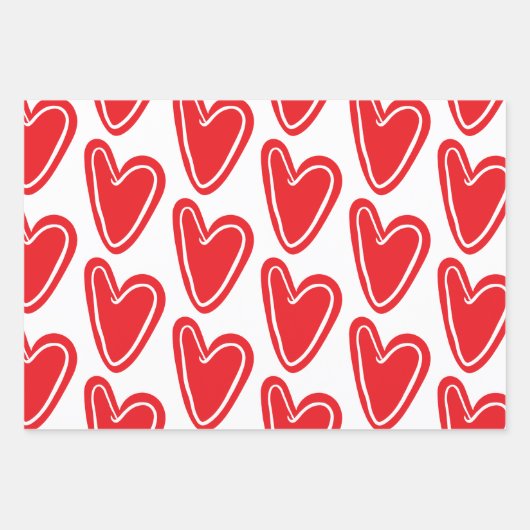 Rotes Herz Geschenkpapier Set (Vorderseite)