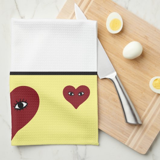 Rotes Herz Geschirrtuch (Viertel Falte)