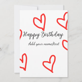 Rotes Herz gestaltete Geburtstag hinzufügen Namens Einladung