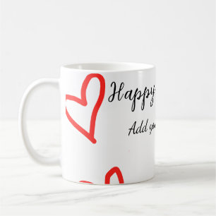 Rotes Herz gestaltete Geburtstag hinzufügen Namens Kaffeetasse