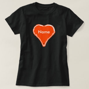 Rotes Herz gewartet nach Namen T-Shirt