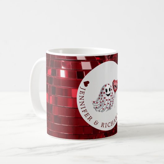 Rotes Herz Ghost Valentine Kaffeetasse (Vorderseite Links)