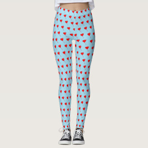Rotes Herz Girly Fun Ballonmuster Hellblau Leggings