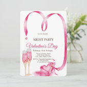 Rotes Herz - Glas Valentine's Day Night Party Einladung (Stehend Vorderseite)