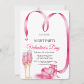 Rotes Herz - Glas Valentine's Day Night Party Einladung (Vorderseite)