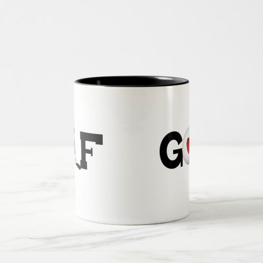 Rotes Herz-Golf Zweifarbige Tasse (Mittel)