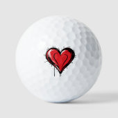 Rotes Herz -  Golfball (Vorderseite)