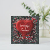 Rotes Herz Gothic Valentine Hochzeitseinladungen Einladung (Stehend Vorderseite)