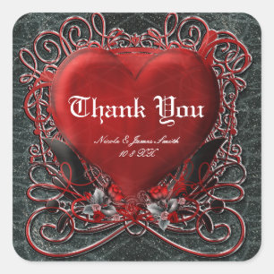 Rotes Herz Gothic Valentinstag Hochzeitsfeier Gefa Quadratischer Aufkleber