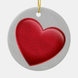 Rotes Herz Grau Trendige Liebe Hochzeit Keramik Ornament