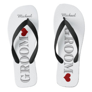 Rotes Herz Groom Badesandalen