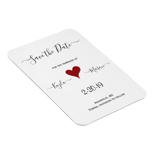 Rotes Herz | Handgeschriebene Hochzeit Sichern Sie Magnet (Rechte Seite)