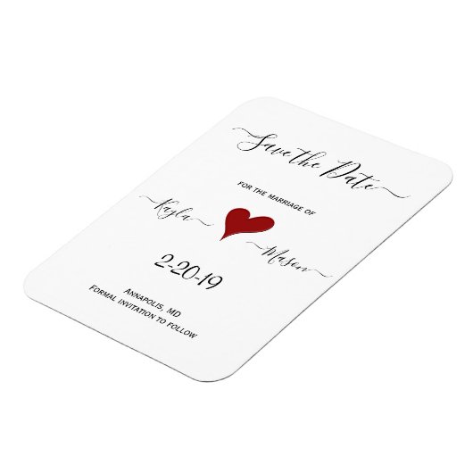 Rotes Herz | Handgeschriebene Hochzeit Sichern Sie Magnet (Linke Seite)