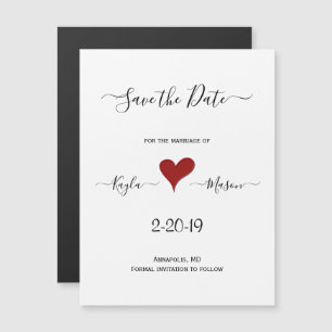 Rotes Herz   Handschrift Magnetic Save the Date Magnetkarte