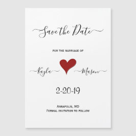 Rotes Herz | Handschrift Magnetic Save the Date Magnetkarte