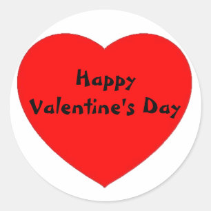 Rotes Herz "Happy Valentine's Day" Aufkleber/Etike Runder Aufkleber