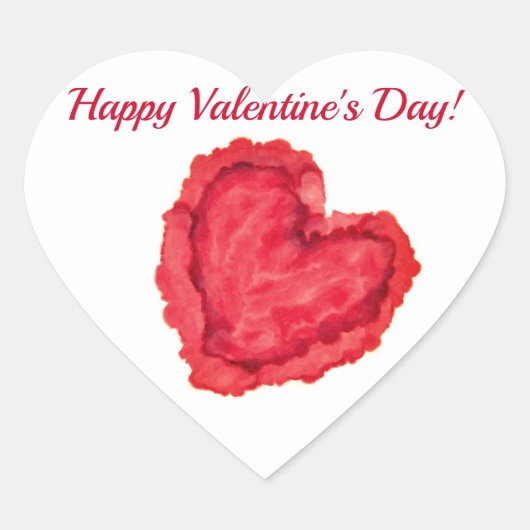 Rotes Herz "Happy Valentine's Day" Herz-Aufkleber (Vorderseite)