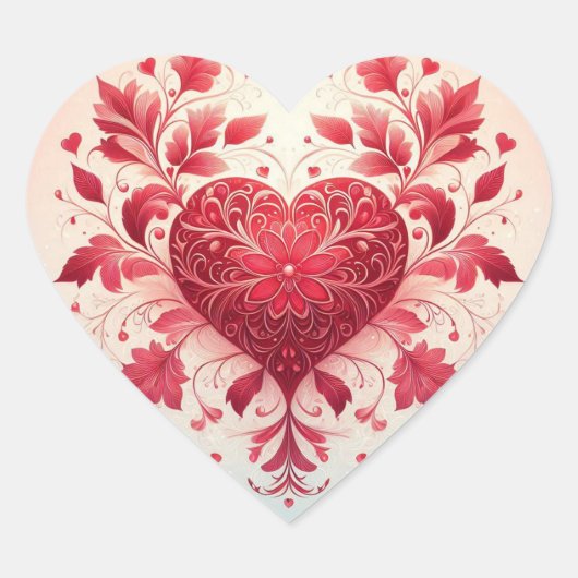 Rotes Herz Herz-Aufkleber (Vorderseite)