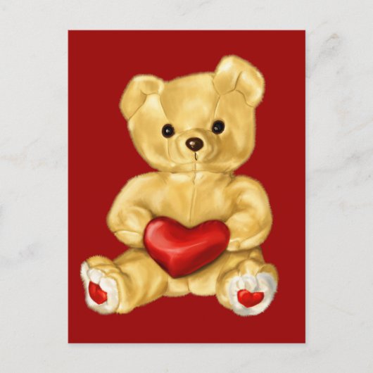Rotes Herz Hypnotisierung Niedlicher Teddybär Postkarte (Vorderseite)
