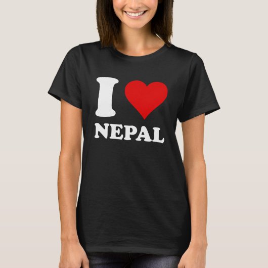 Rotes Herz I Liebe Nepal T-Shirt (Vorderseite)