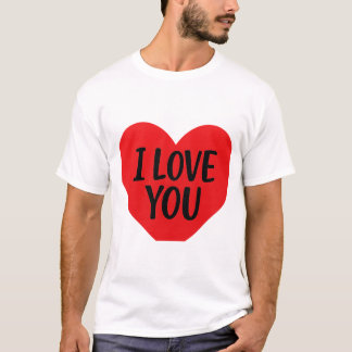 Rotes Herz „ICH LIEBE DICH“ – Romantisches minimal T-Shirt