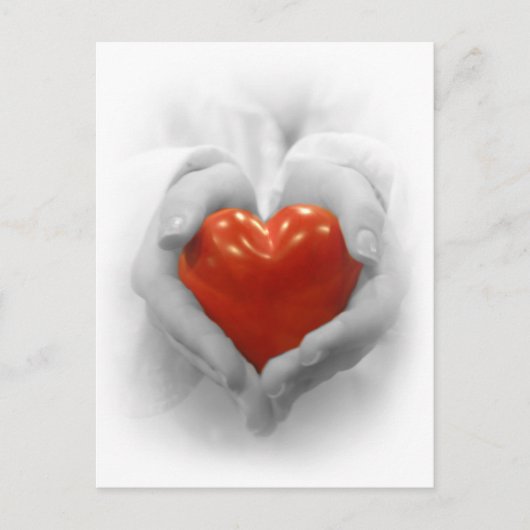 Rotes Herz in den Händen, ich Liebe, Sie formen Postkarte (Vorderseite)