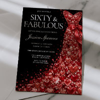 Rotes Herz-Juwel-Kleid Schwarz 60. Geburtstag