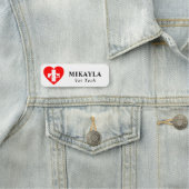 Rotes Herz Katze und Hund Tierarzt Namensschild (Beispiel)