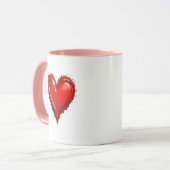 Rotes Herz, künstlerische Leidenschaft. Tasse (Vorderseite Links)