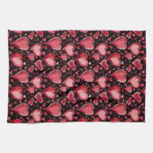 Rotes Herz Künstlerisches Muster Valentinstag Geschirrtuch (Horizontal)