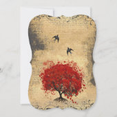 Rotes Herz Leaf Tree Mittelalterliche Hochzeit der Einladung (Vorderseite)