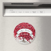 Rotes Herz Leaf Tree Save the Date Winterfall Magnet (In Situ (Geschirrspüler))