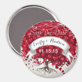 Rotes Herz Leaf Tree Save the Date Winterfall Magnet (Vorderseite/Rückseite)