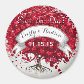 Rotes Herz Leaf Tree Save the Date Winterfall Magnet (Vorne)