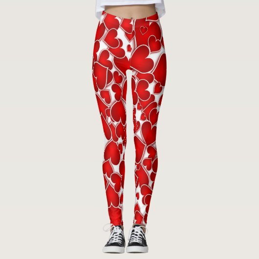 Rotes Herz Leggings (Vorderseite)