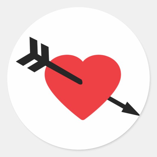 Rotes Herz Liebe Amor Arrow Runder Aufkleber (Vorderseite)