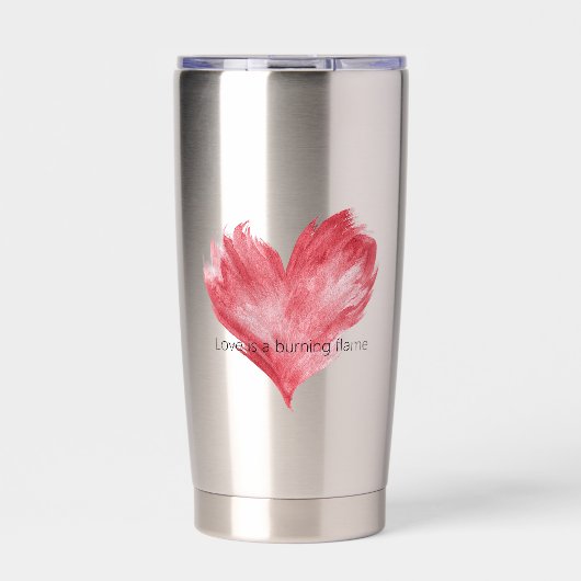 Rotes Herz Liebe Brennende Flamme Thermobecher (Vorderseite)