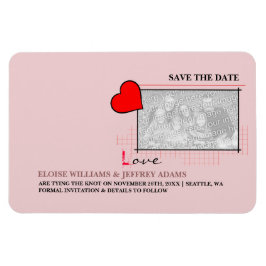 Rotes Herz Liebe Save the Date Foto Magnet