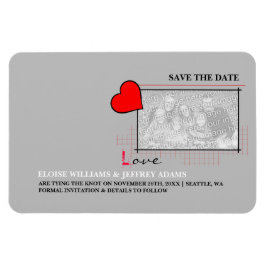Rotes Herz Liebe Save the Date Foto Magnet