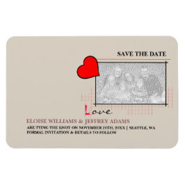 Rotes Herz Liebe Save the Date Foto Magnet