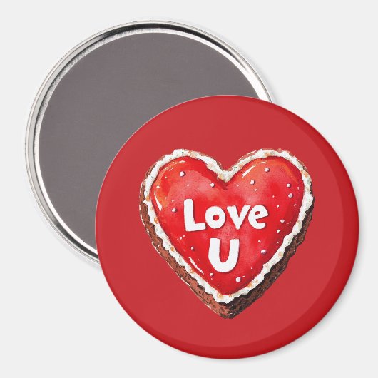Rotes Herz Liebe Sie Cookie Magnet (Vorderseite/Rückseite)