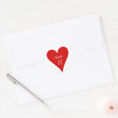 Rotes Herz Liebe Valentinstag Name & Monogramm Runder Aufkleber (Umschlag)