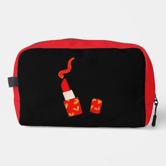 Rotes Herz Lippenstift Custom Initial Design Waschbeutel (Vorderseite)