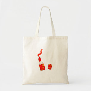 Rotes-Herz-Lippenstift im Pop-Art-Design Tragetasche