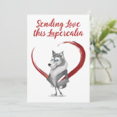 Rotes Herz Luperalia Wolf Valentine Feiertagskarte (Stehend Vorderseite)