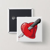 Rotes Herz-Messer in der Herz-Liebe Button (Vorne & Hinten)
