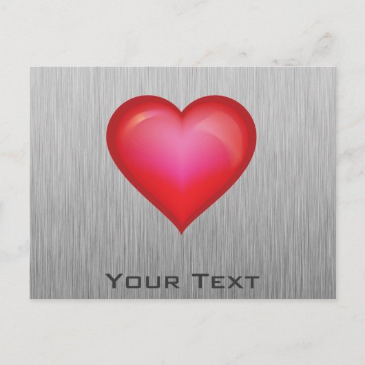Rotes Herz; Metallaussehen Postkarte (Vorderseite)