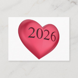 Rotes Herz mit 2026 graviert Platzkarte