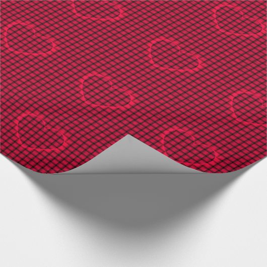 Rotes Herz mit Amaranth Weave Muster Geschenkpapier (Ecke)