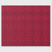 Rotes Herz mit Amaranth Weave Muster Geschenkpapier (Flach)